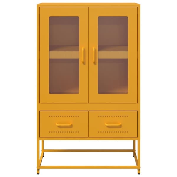 vidaXL Highboard sennepsgul 68x39x111,5 cm stål