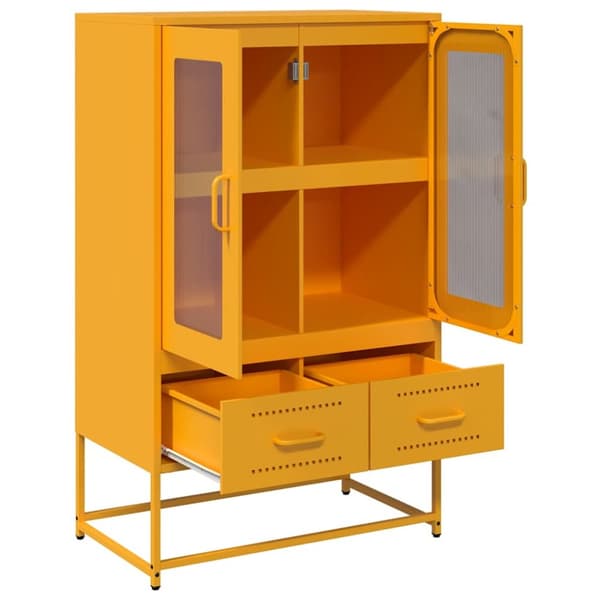 vidaXL Highboard sennepsgul 68x39x111,5 cm stål