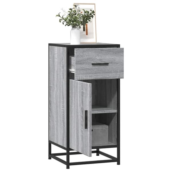 vidaXL Skänk grå sonoma 35,5x35x76 cm konstruerat trä och metall