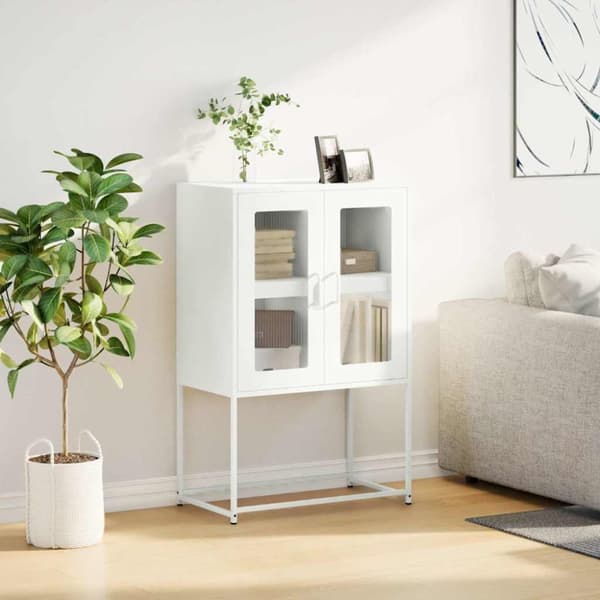 vidaXL Highboard Hvit 68x39x107 cm Stål