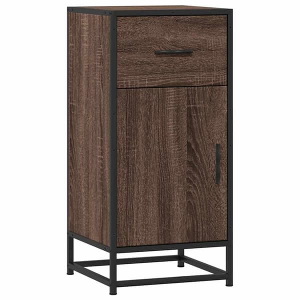 vidaXL skab 35,5x35x76 cm konstrueret træ og metal brun egetræsfarve
