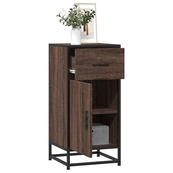 vidaXL skab 35,5x35x76 cm konstrueret træ og metal brun egetræsfarve