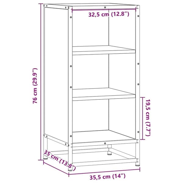 vidaXL Skåp sonoma-ek 35,5x35x76 cm konstruerat trä och metall