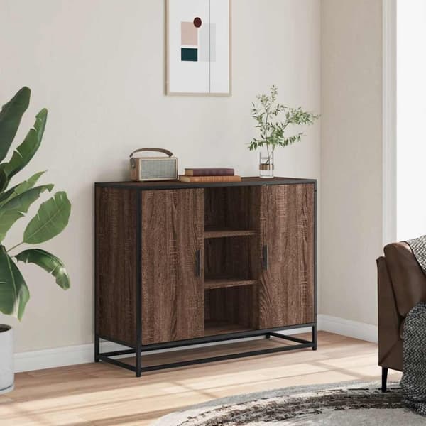 vidaXL skænk 92x35x76 cm konstrueret træ brun egetræsfarve