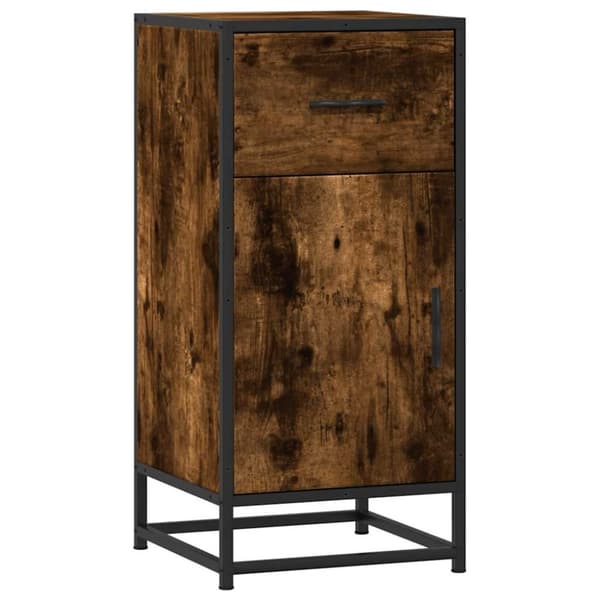 vidaXL skab 35,5x35x76 cm konstrueret træ og metal røget egetræsfarve