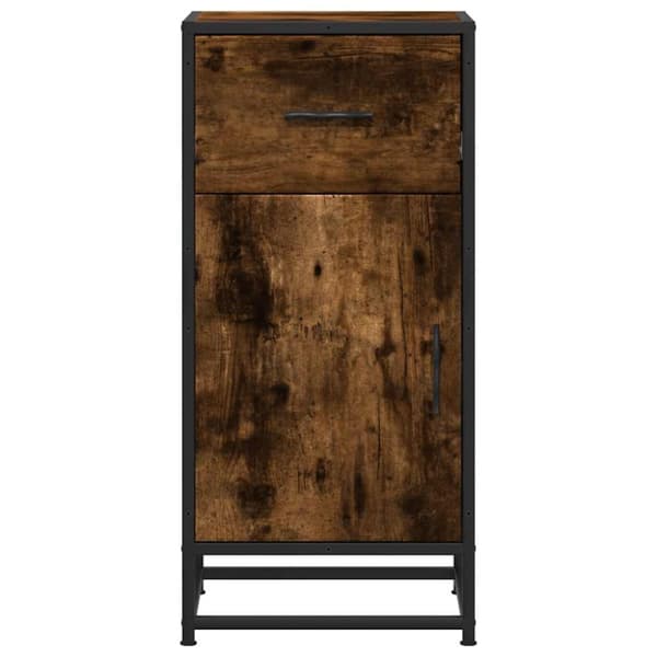 vidaXL skab 35,5x35x76 cm konstrueret træ og metal røget egetræsfarve