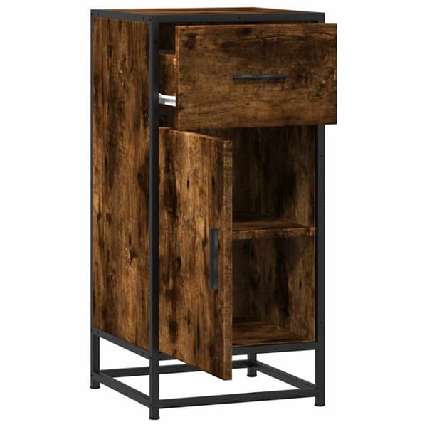 vidaXL skab 35,5x35x76 cm konstrueret træ og metal røget egetræsfarve