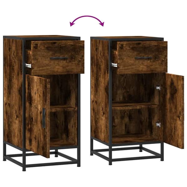 vidaXL skab 35,5x35x76 cm konstrueret træ og metal røget egetræsfarve