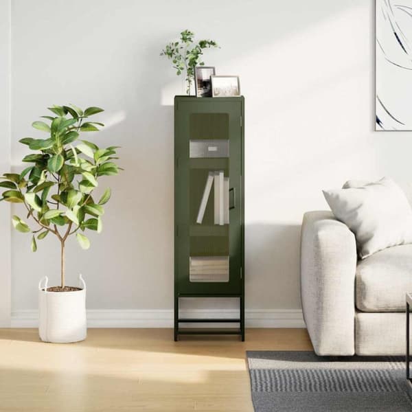 vidaXL Highboard Olivengrønn 36x39x123 cm Kaldvalset stål
