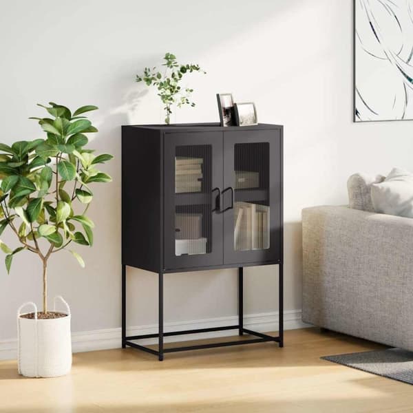 vidaXL Highboard Sort 68x39x107 cm Stål
