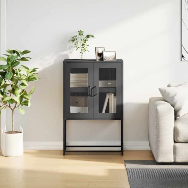 vidaXL Highboard Sort 68x39x107 cm Stål