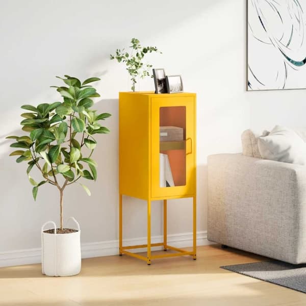 vidaXL skab 36x39x107 cm koldvalset stål sennepsgul