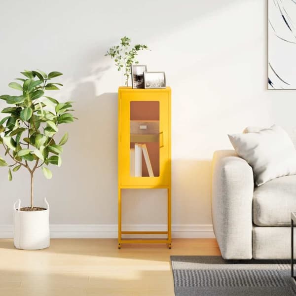 vidaXL skab 36x39x107 cm koldvalset stål sennepsgul
