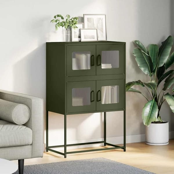 vidaXL Highboard Olivengrønn 68x39x107 cm Stål