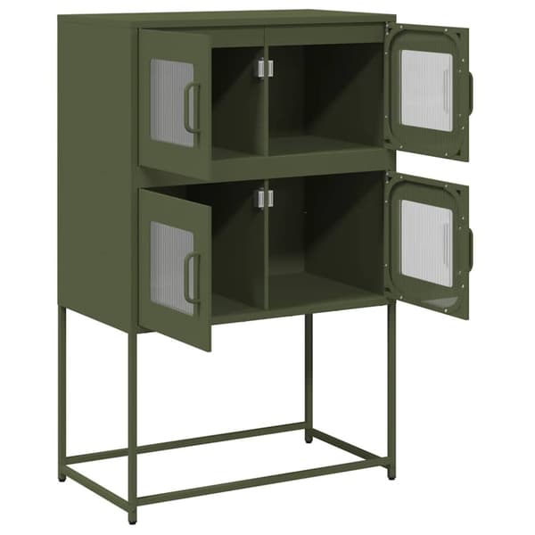 vidaXL Highboard Olivengrønn 68x39x107 cm Stål