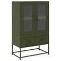 Miniatyrbilde 3 av 11: vidaXL Highboard olivengrønn 68x39x111,5 cm stål