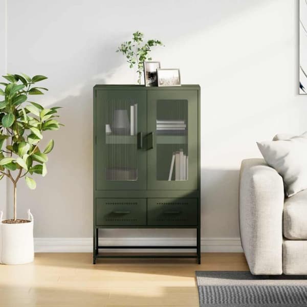 vidaXL Highboard olivengrønn 68x39x111,5 cm stål