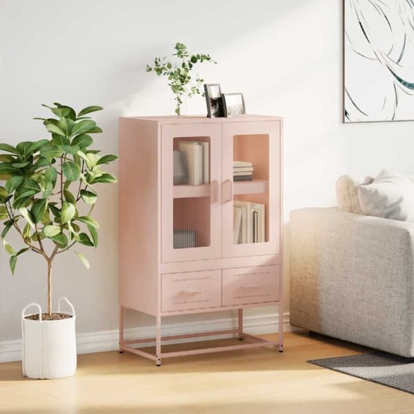 vidaXL Högskåp rosa 68x39x111,5 cm stål