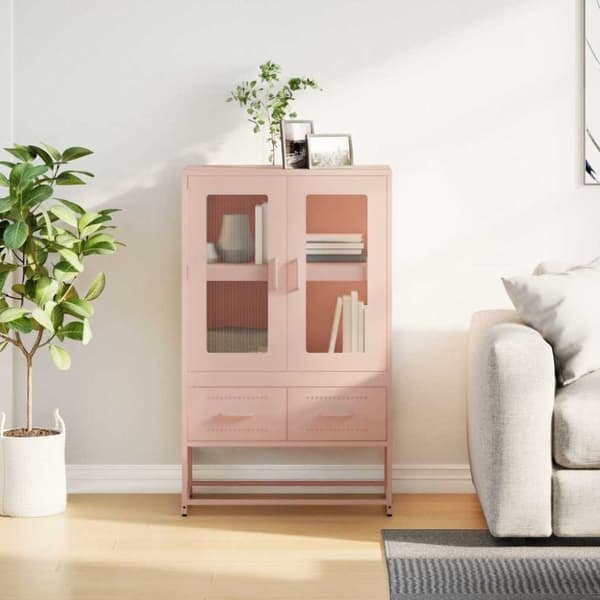 vidaXL Högskåp rosa 68x39x111,5 cm stål