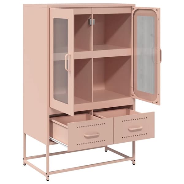 vidaXL Högskåp rosa 68x39x111,5 cm stål
