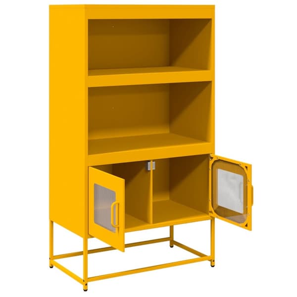 vidaXL Highboard sennepsgul 68x39x123 cm stål