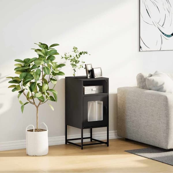 vidaXL Nattskap Sort 36x39x78 cm Kaldvalset Stål