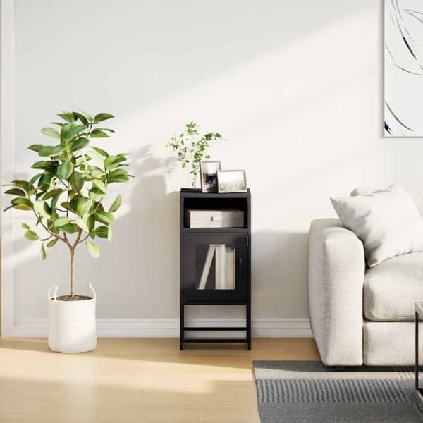 vidaXL Nattskap Sort 36x39x78 cm Kaldvalset Stål