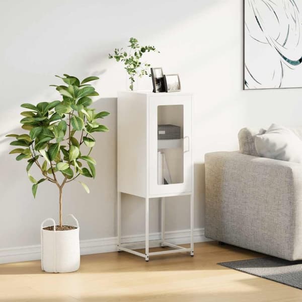 vidaXL Skänk vit 36x39x107 cm kallvalsat stål