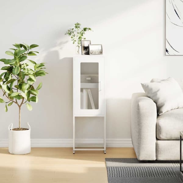 vidaXL Skänk vit 36x39x107 cm kallvalsat stål