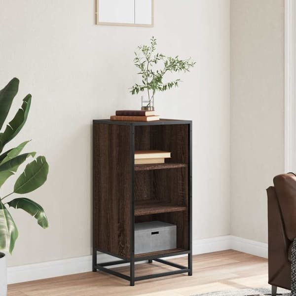 vidaXL skab 35,5x35x76 cm konstrueret træ og metal brun egetræsfarve