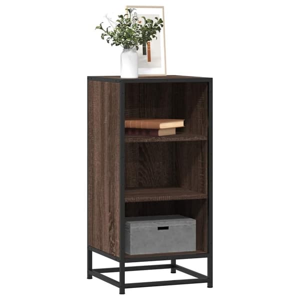 vidaXL skab 35,5x35x76 cm konstrueret træ og metal brun egetræsfarve
