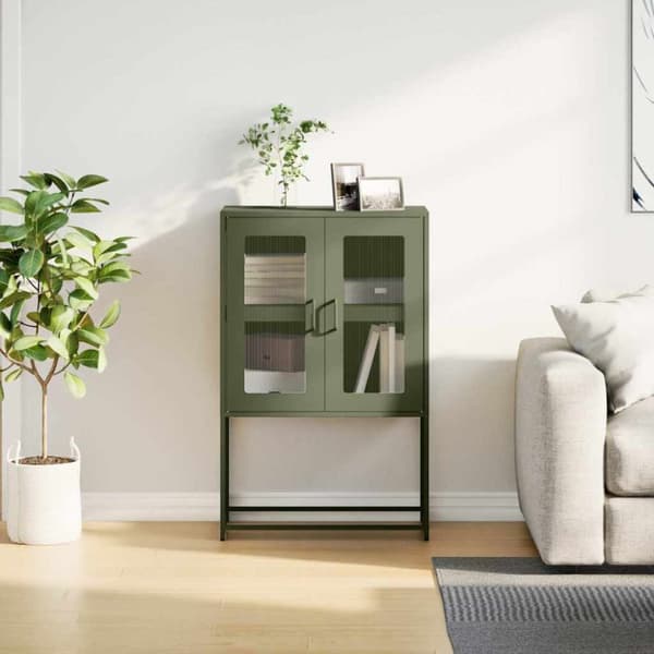 vidaXL Highboard Oliivinvihreä 68x39x107 cm Teräs