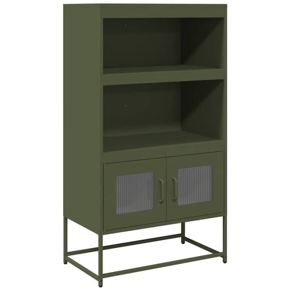 vidaXL Highboard olivengrønn 68x39x123 cm stål