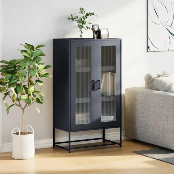 vidaXL Highboard antrasitt 68x39x123 cm stål