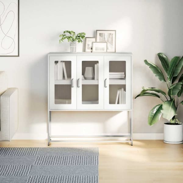 vidaXL skænk 100,5x39x107 cm koldvalset stål hvid