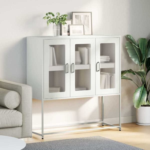 vidaXL skænk 100,5x39x107 cm koldvalset stål hvid
