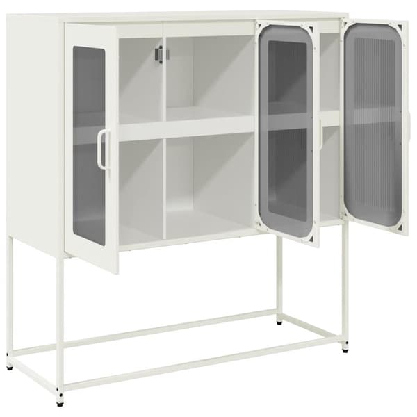 vidaXL skænk 100,5x39x107 cm koldvalset stål hvid