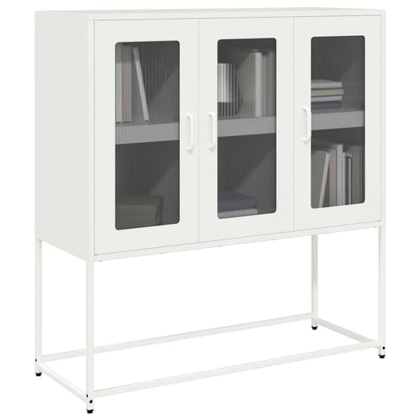vidaXL skænk 100,5x39x107 cm koldvalset stål hvid