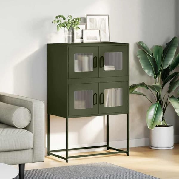 vidaXL højskab 68x39x107 cm stål olivengrøn