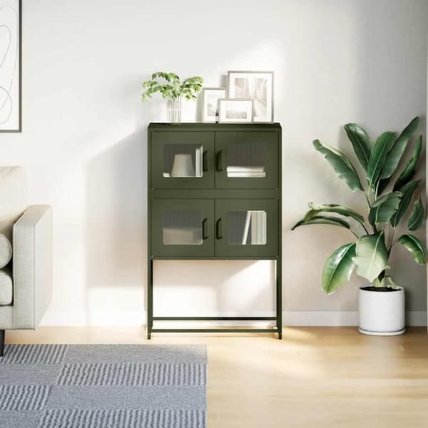 vidaXL højskab 68x39x107 cm stål olivengrøn