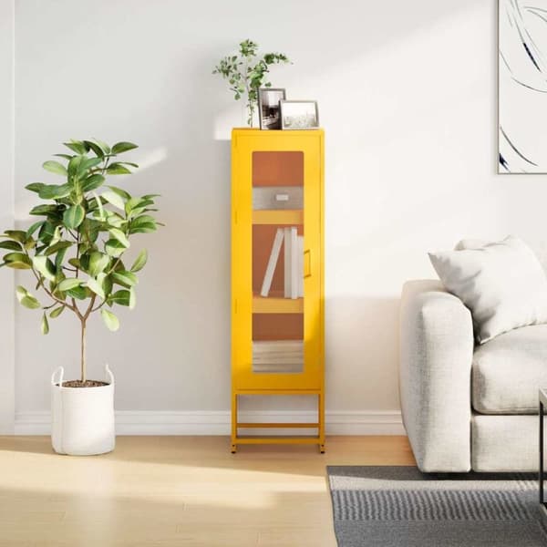vidaXL Highboard Sennep Gul 36x39x123 cm Kaldvalset stål