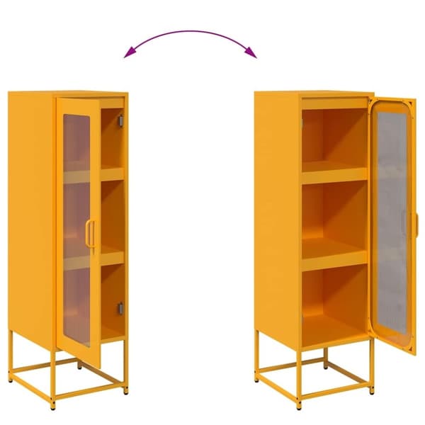vidaXL Highboard Sennep Gul 36x39x123 cm Kaldvalset stål