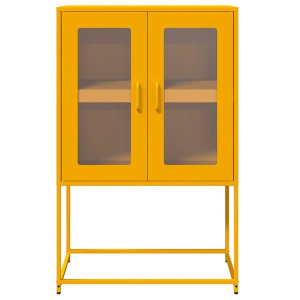 vidaXL Highboard Sinapinkeltainen 68x39x107 cm Teräs
