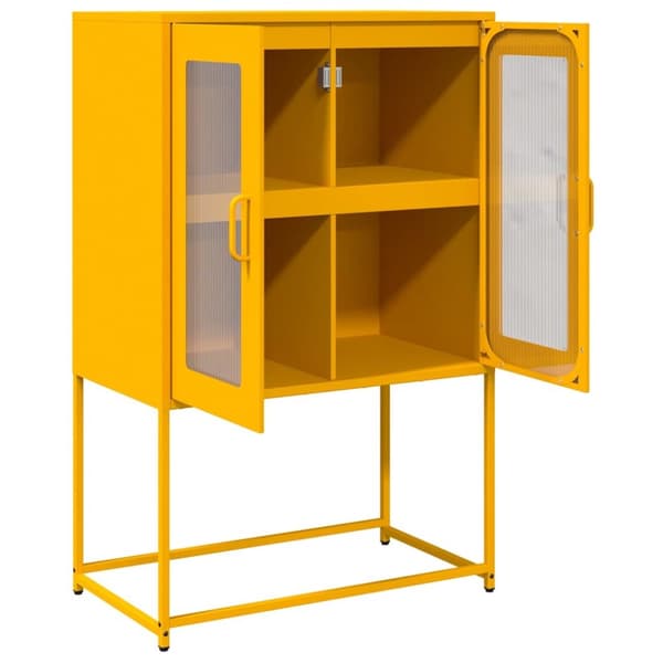 vidaXL Highboard Sinapinkeltainen 68x39x107 cm Teräs