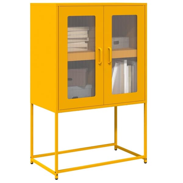 vidaXL Highboard Sinapinkeltainen 68x39x107 cm Teräs