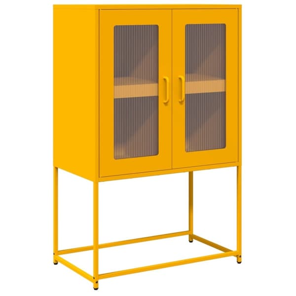 vidaXL Highboard Sinapinkeltainen 68x39x107 cm Teräs