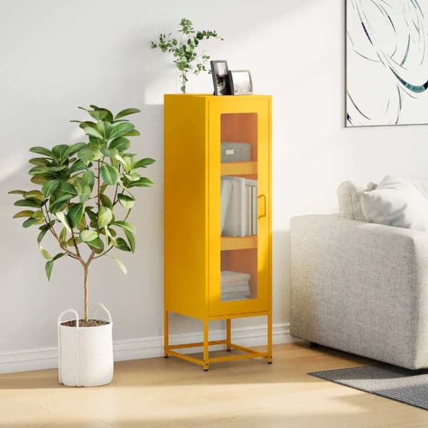 vidaXL skab 36x39x123 cm koldvalset stål sennepsgul