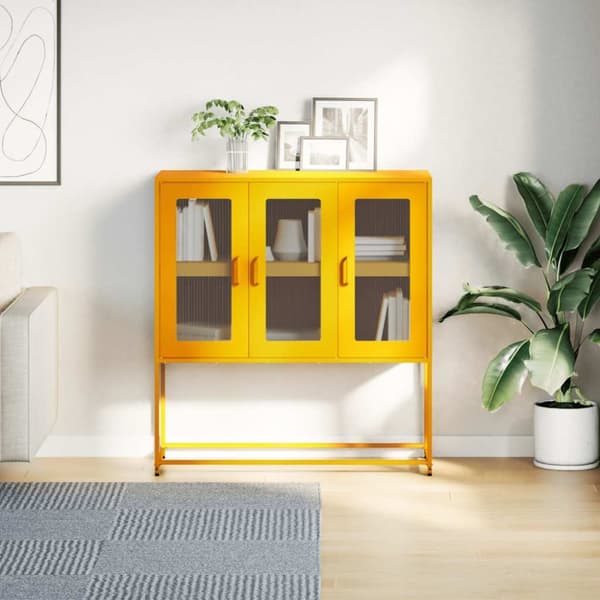 vidaXL Senkki sinapinkeltainen 100,5x39x107 cm kylmävalssattu teräs