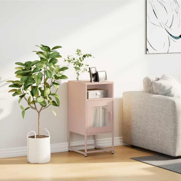 vidaXL Nattskap Rosa 36x39x78 cm Kaldvalset Stål