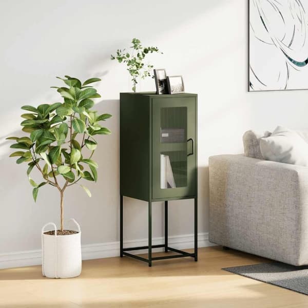 vidaXL Skänk olivgrön 36x39x107 cm kallvalsat stål